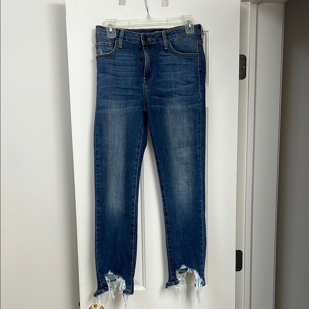 Just Black High Rise Ankle Frayed blue jeans denim Sz 27